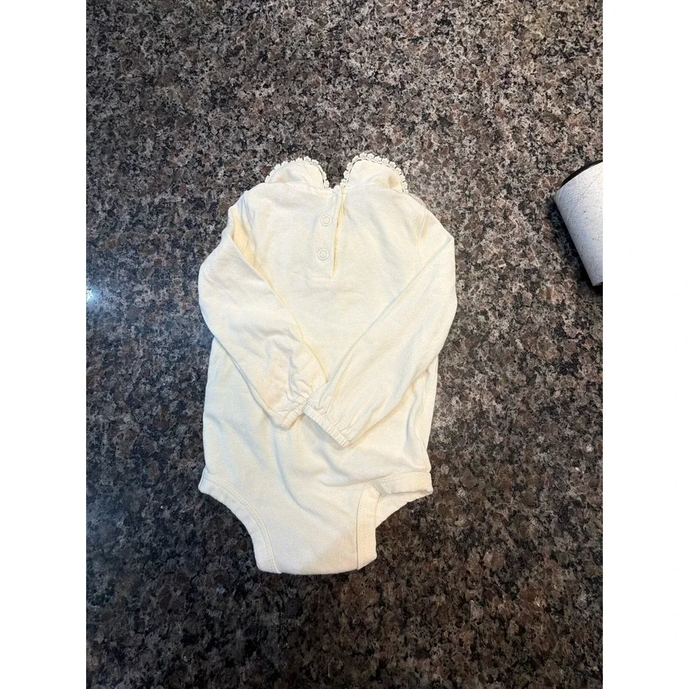 Tommy Bahama Baby Girls Cream Peter Pan Collar Lace Trim Bodysuit 6-9 Months